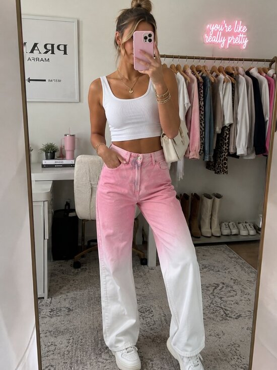 Denim - BDG Urban Outfitters High Rise Baggy Pink Ombre Jeans Women's 28